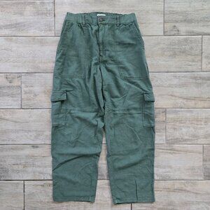 Anthropologie Pilcro Baggy Cargo Pant Women's Weighty Linen Blend Green S